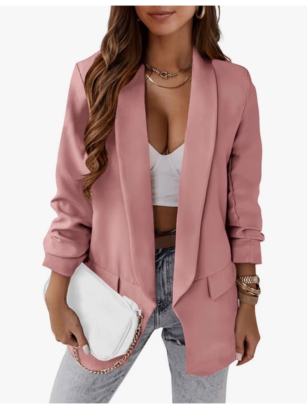 Pretty Harden Women's Rose Pink Open-Front Blazer Jacket NWT size Medium